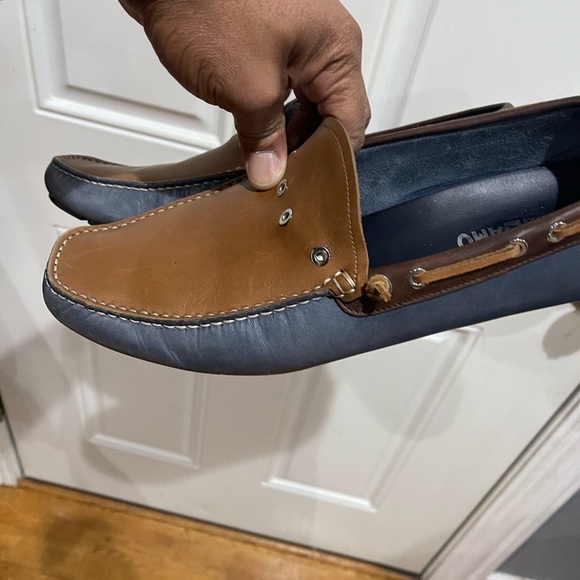 Rare Salvatore Ferragamo Driving Shoes Blue/Tan Sz 10.5 D - Picture 5 of 16